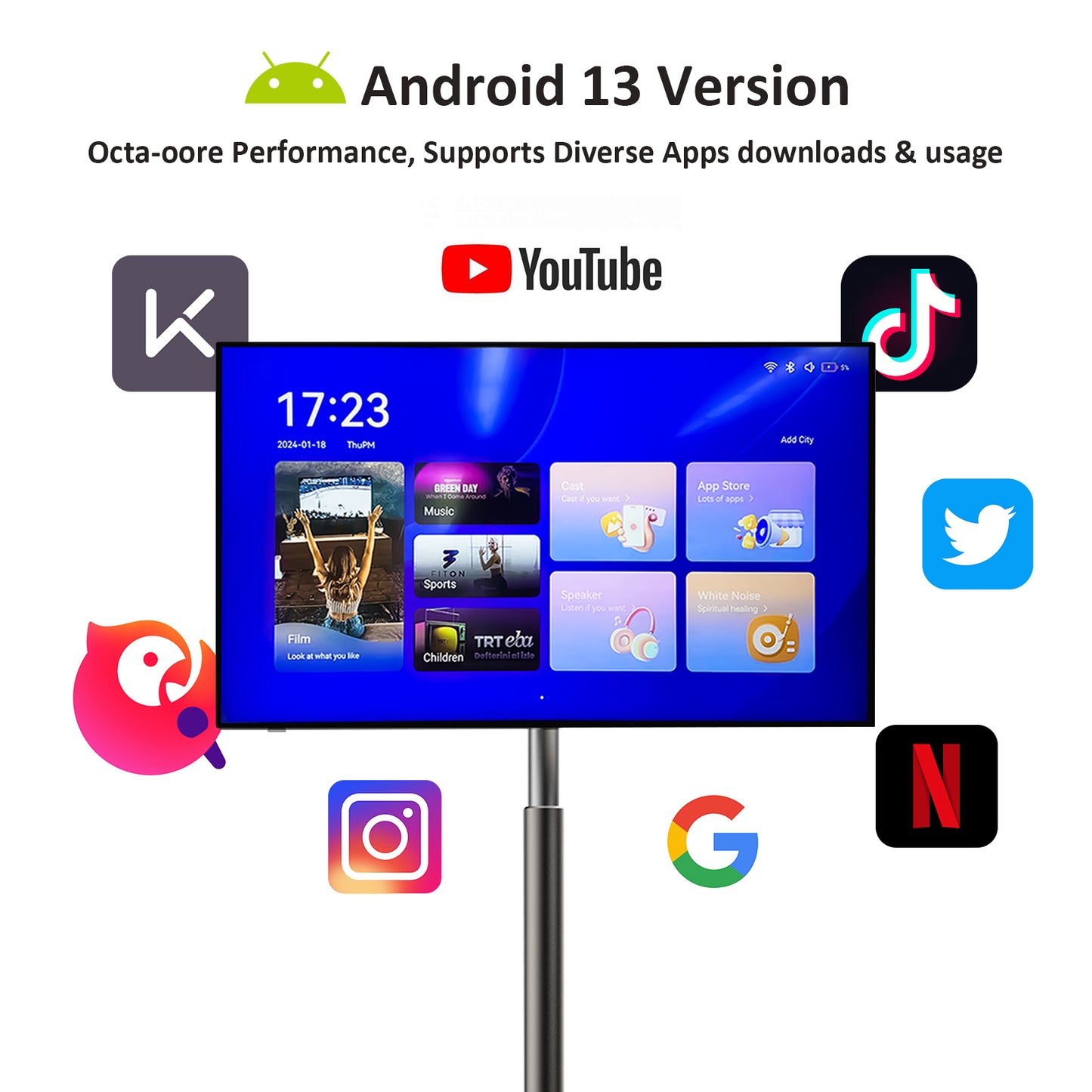 4K UHD StanbyMe 27 inch Portable TV Small Handheld Mobile Monitor Wireless, 3840 x 2160 Ultra High Definition StandbyMe Portable Touch Rotatable Rolling TV with Wheels Stand by Me Touch Screen with Built in Battery Operated Rechargeable Mini Televisions