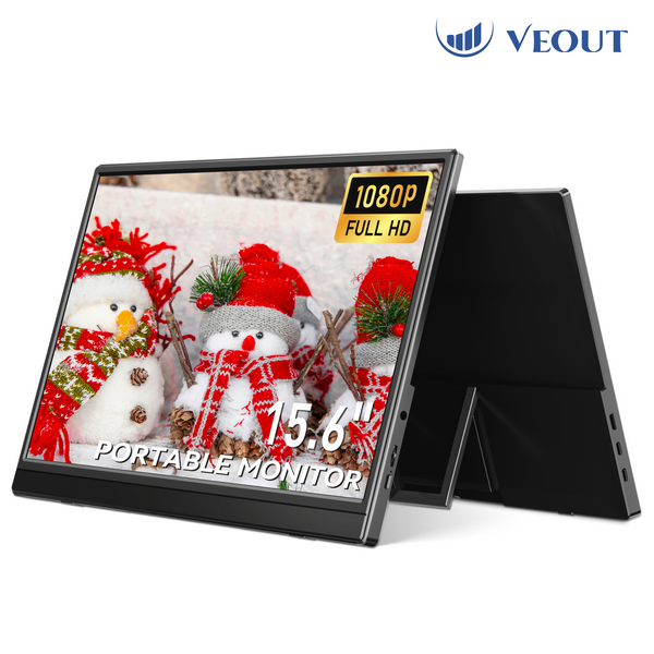 VEOUT 15.6inch Portable Monitor for Laptop, 1080P IPS Display LCD FHD External Second Computer Screen for Phone Gaming